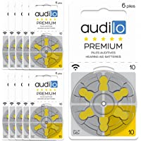 Audilo Batería de Audífono 10 Premio (PR70) | para Todas Las Clases de Audífonos [Sin Mercurio] [Aire de Zinc] [1.45V…